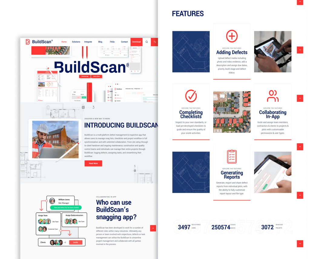 BuildScan – Construction Management App - Mobile App application interface and features